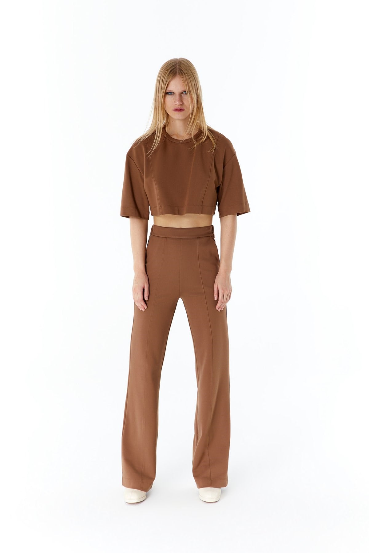 Camel Basic Crop T-shirt
