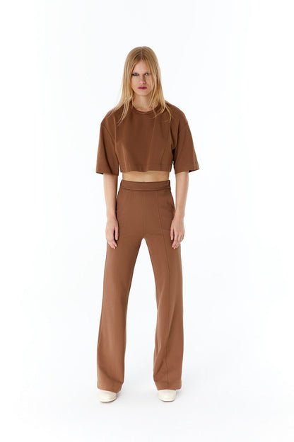 Camel Basic Crop T-shirt