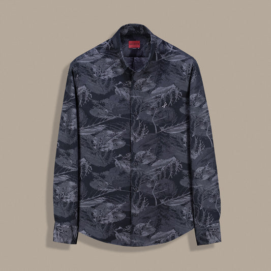 Carina Desenli Pamuklu Siyah Gömlek