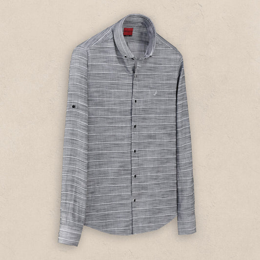 Carina Uzun Kol Çizgili Siyah Gömlek