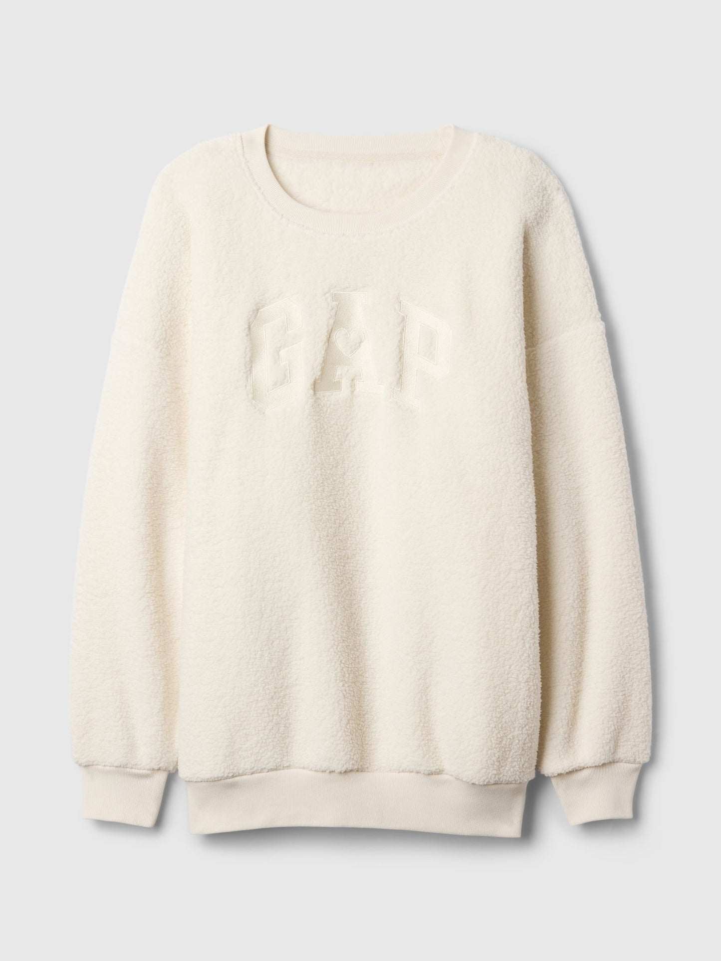 Kırık Beyaz Gap Logo Oversize Sherpa Kalpli Sweatshirt