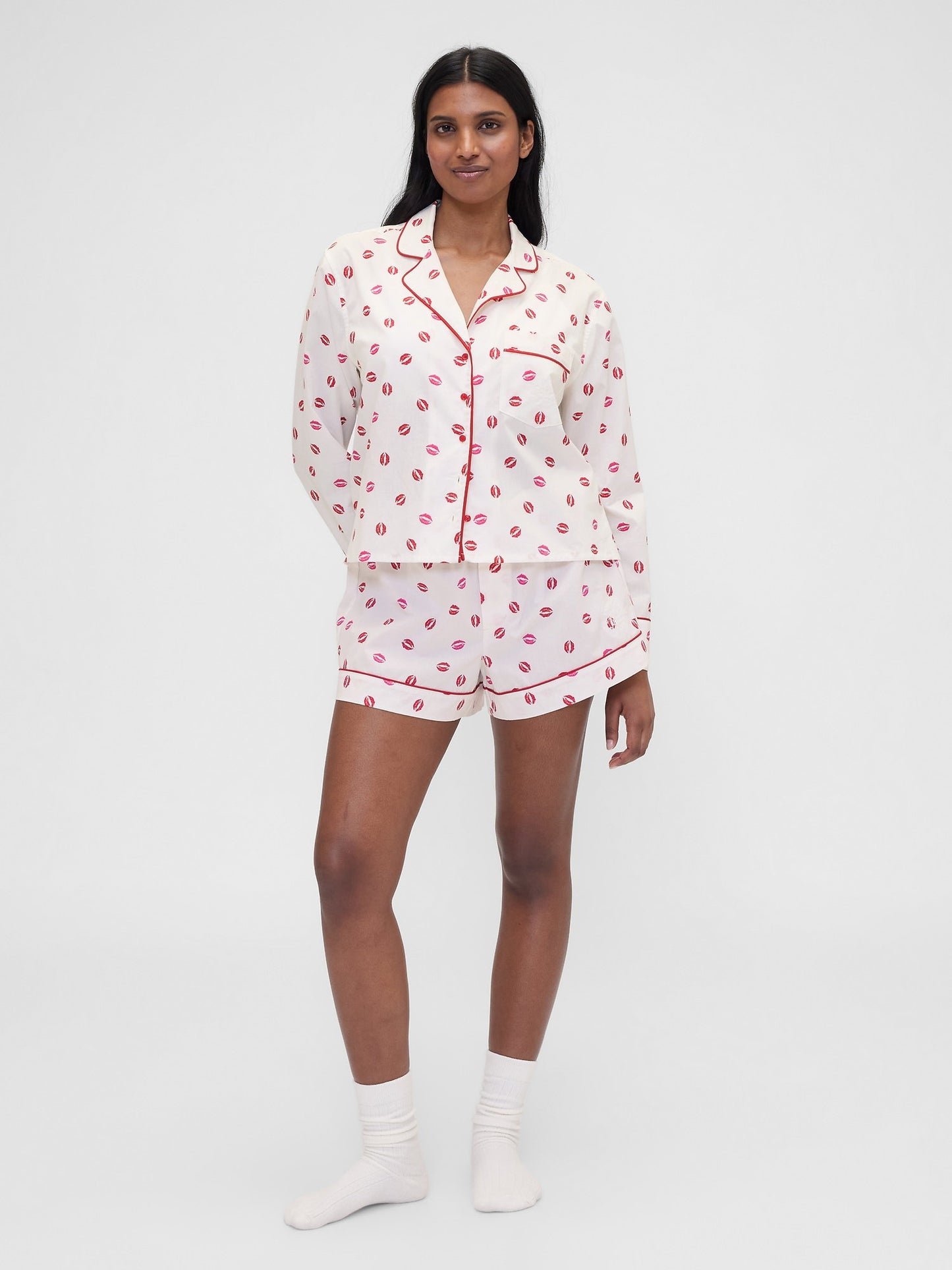 Kırık Beyaz Gap × Summer Fridays Poplin Kiss Pijama Boxer Şort