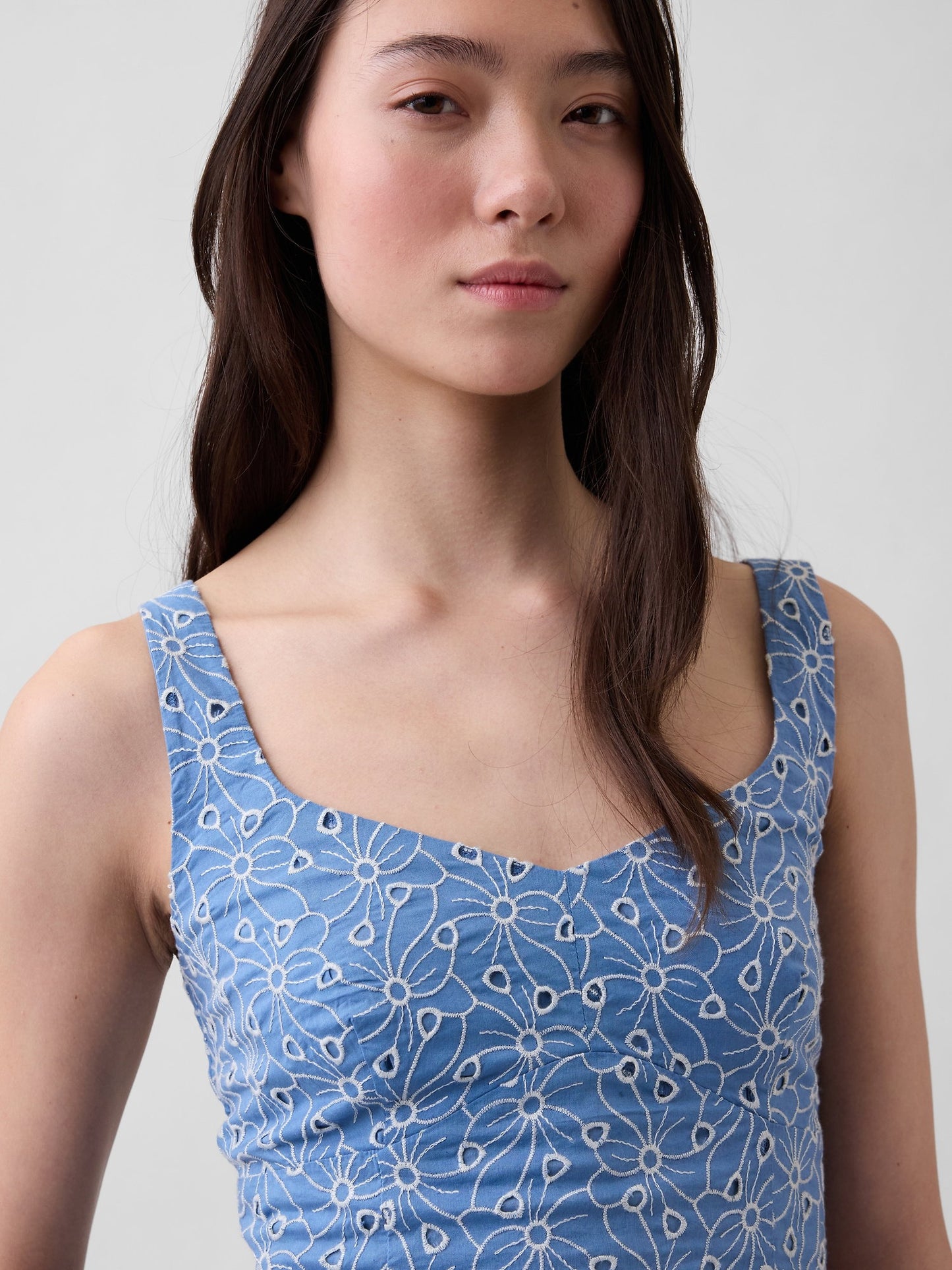 Mavi Eyelet Crop Büstiyer Bluz