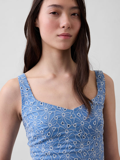 Mavi Eyelet Crop Büstiyer Bluz