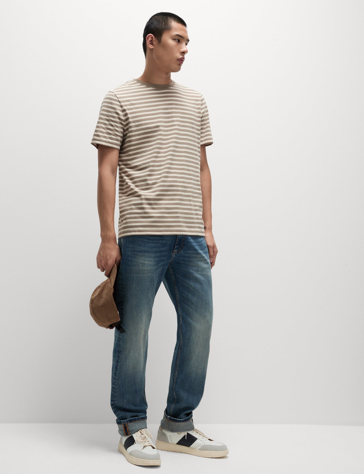 Regular Fit Bisiklet Yaka Çizgili T-shirt