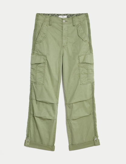 Lyocell™ Straight Leg Crop Kargo Pantolon