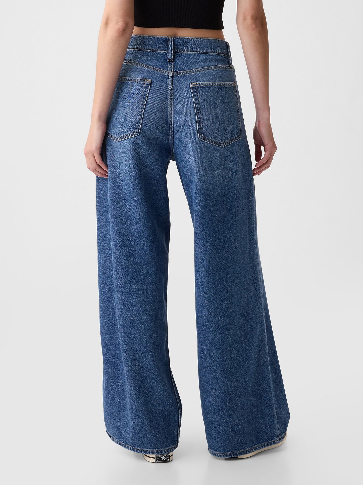 Koyu Mavi Mid Rise Ultrasoft Baggy Jean Pantolon