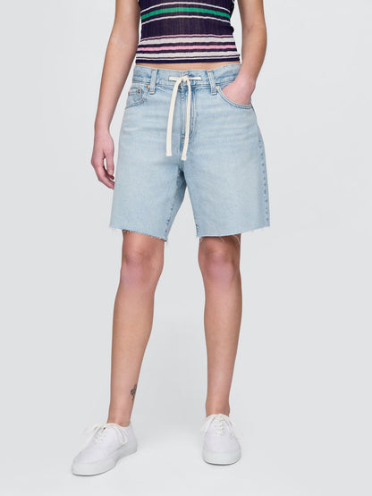 Denim Mavi 8 Mid Rise '90s Loose Denim Bermuda Şortlar