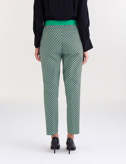 Slim Fit Desenli Yüksek Bel Pantolon