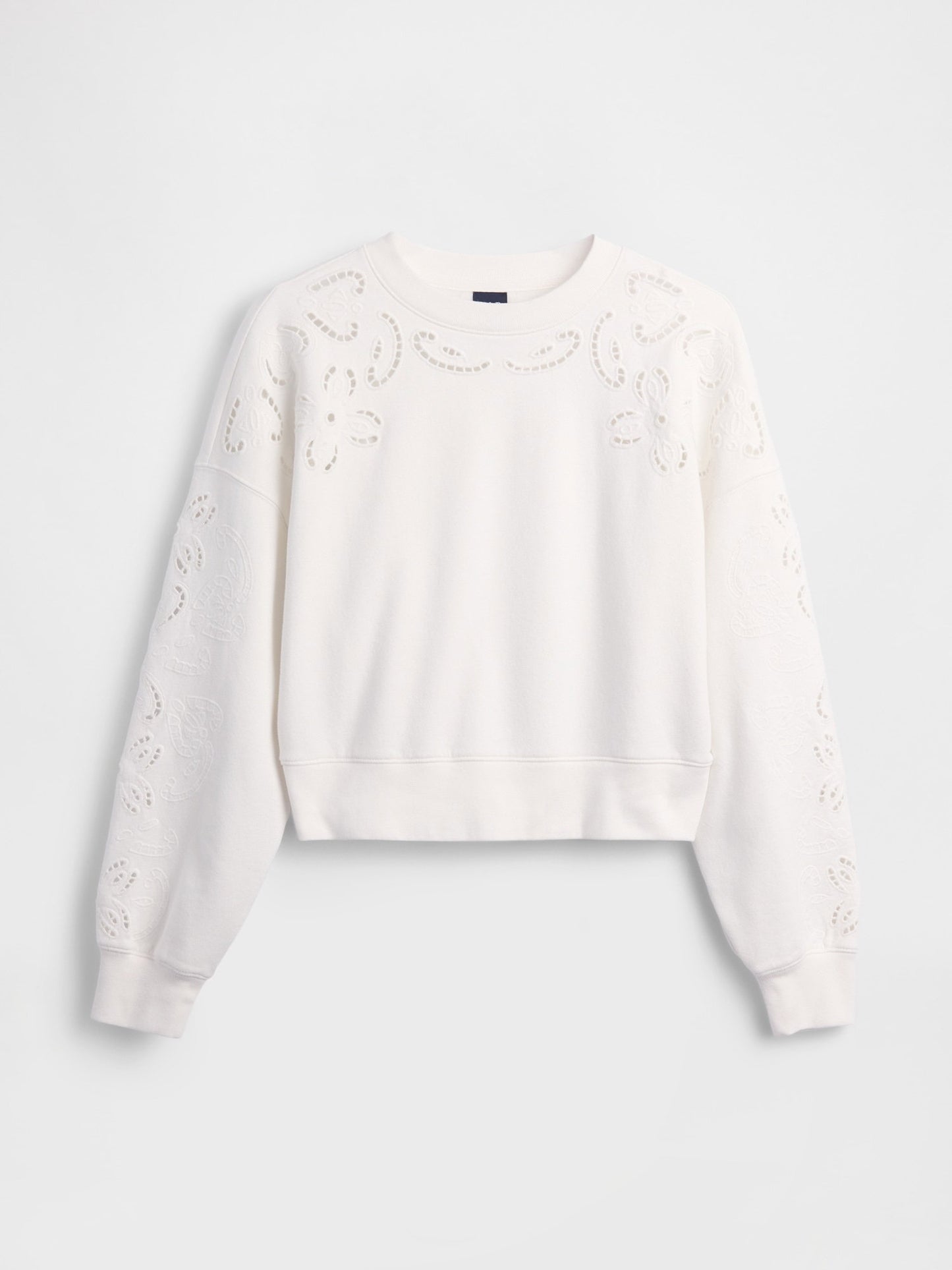 Beyaz Vintagesoft Oversized Eyelet Crop Sweatshirt