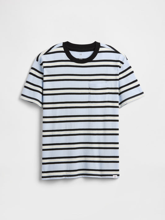 Açık Mavi Everyday Soft Stripe Pocket T-shirt