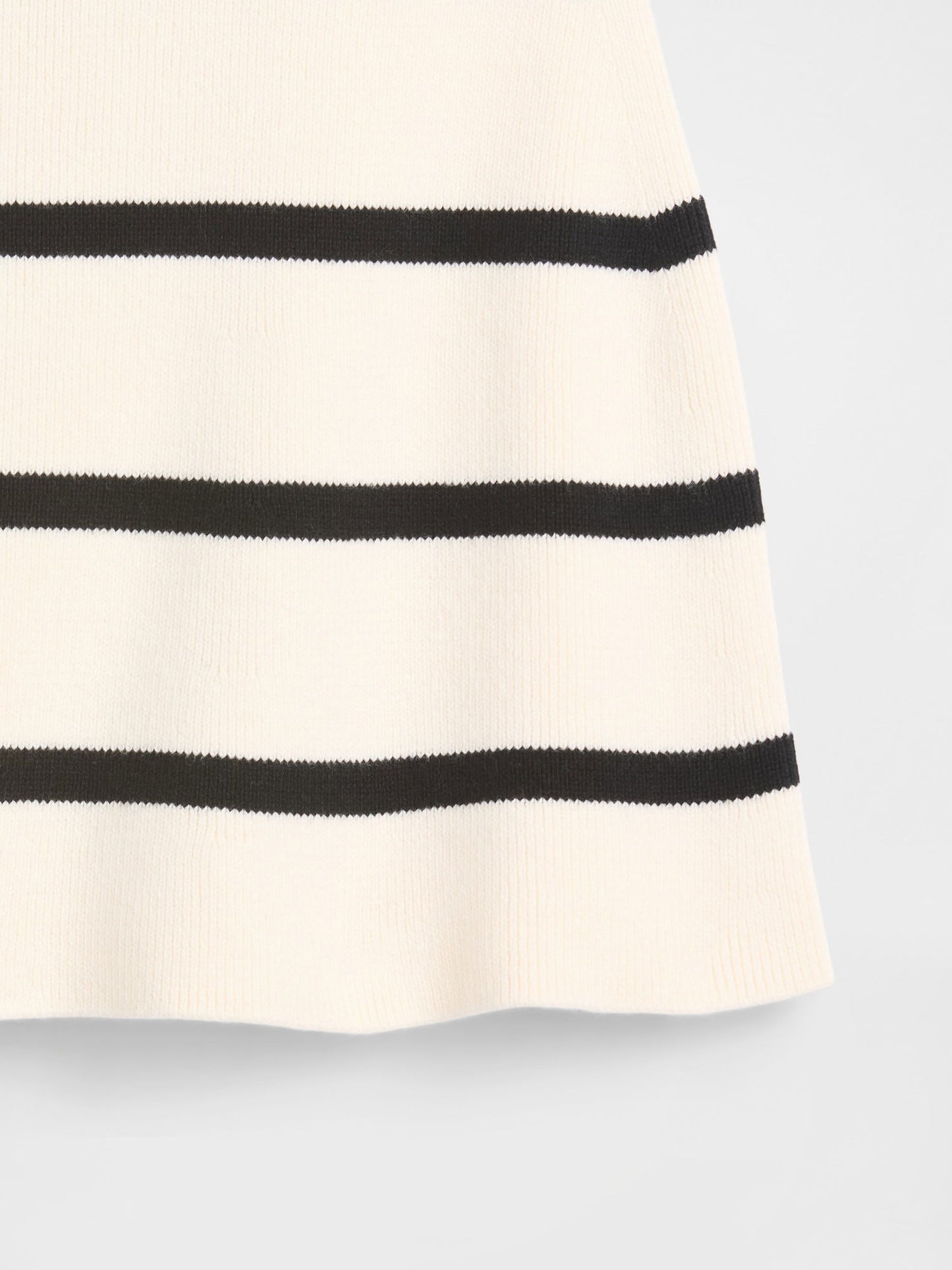 Beyaz Pull-on Stripe Triko Etek