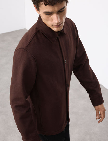Regular Fit Yün Karışımlı Gömlek Ceket