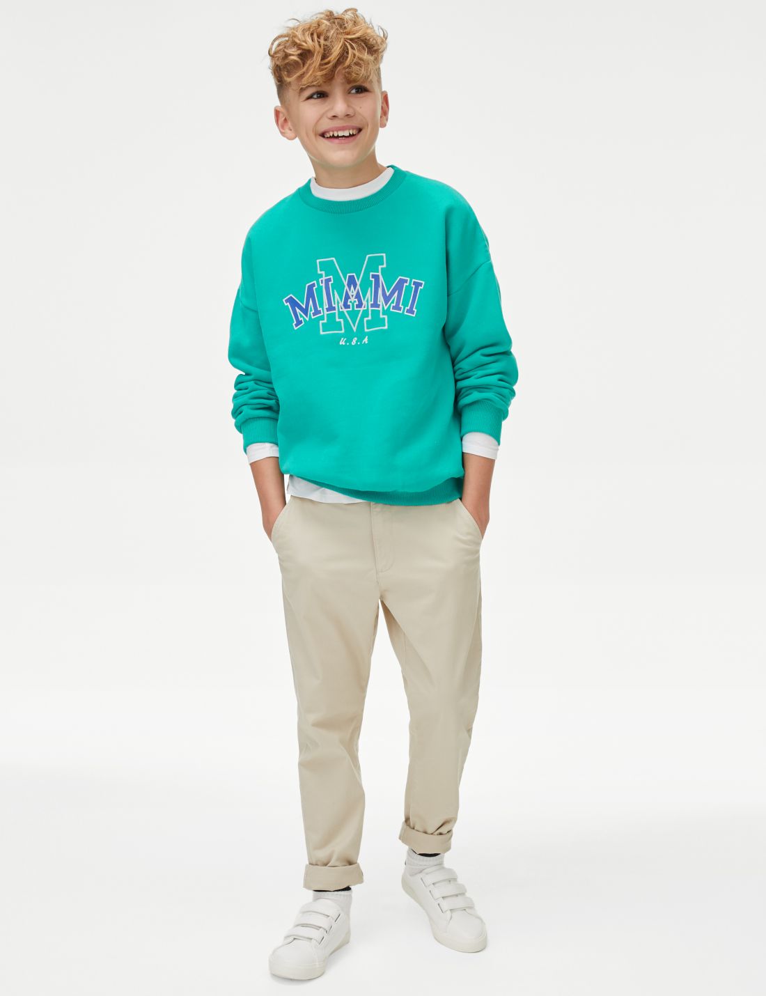 Slogan Desenli Yuvarlak Yaka Sweatshirt (6-16 Yaş)