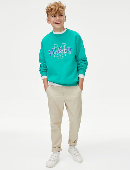 Slogan Desenli Yuvarlak Yaka Sweatshirt (6-16 Yaş)