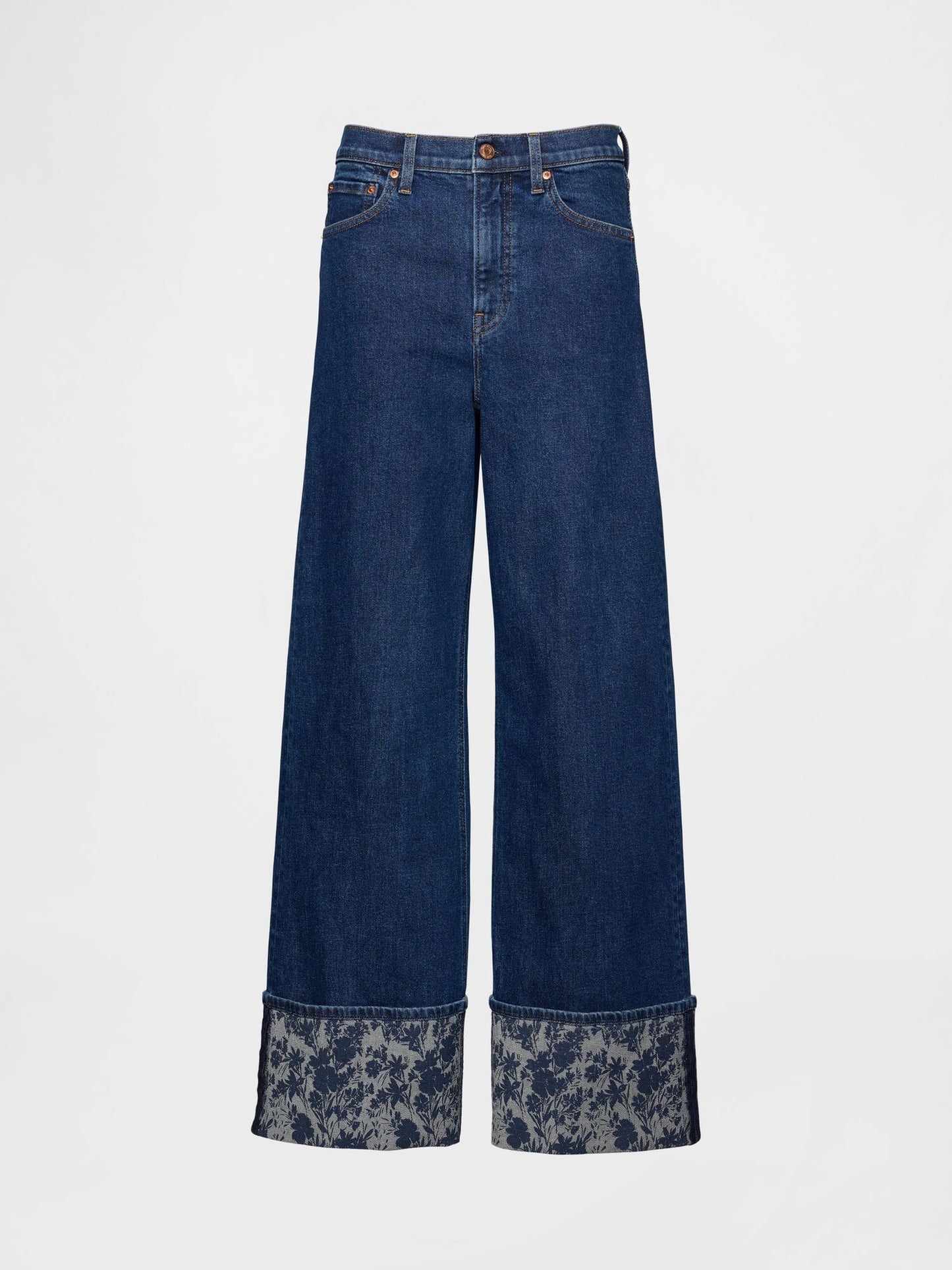 Koyu Mavi High Rise Stride Wide-leg Jean Pantolon