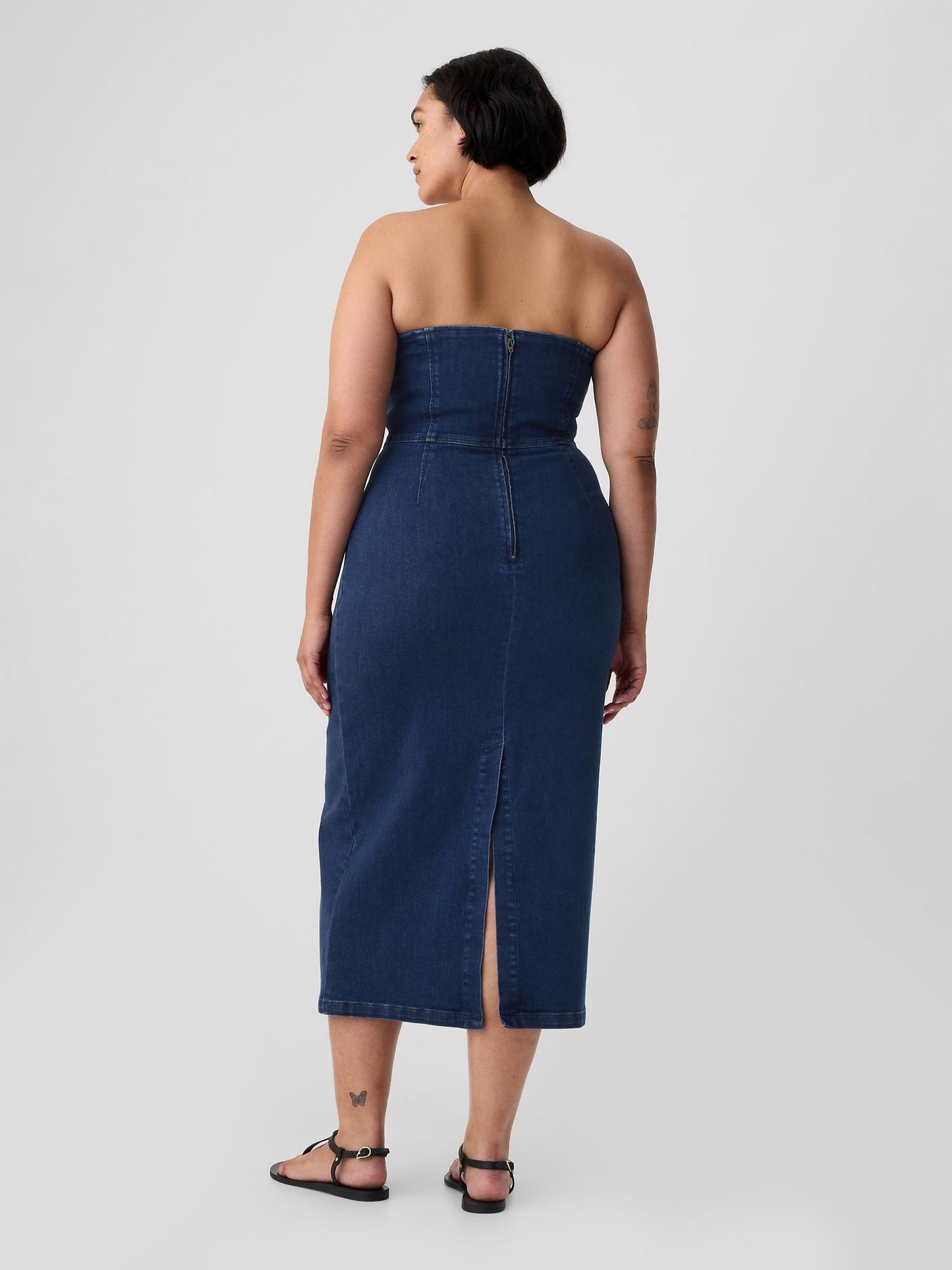 Mavi Straplez Denim Midi Elbise
