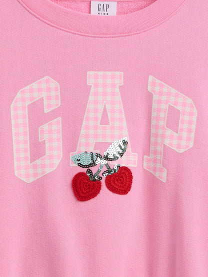 Pembe Oversized Wedge Grafik Baskılı Sweatshirt