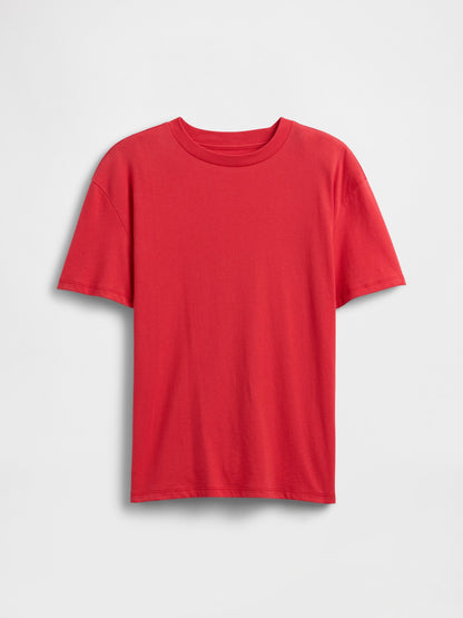 Kırmızı Everyday Soft Relaxed Bisiklet Yaka T-shirt