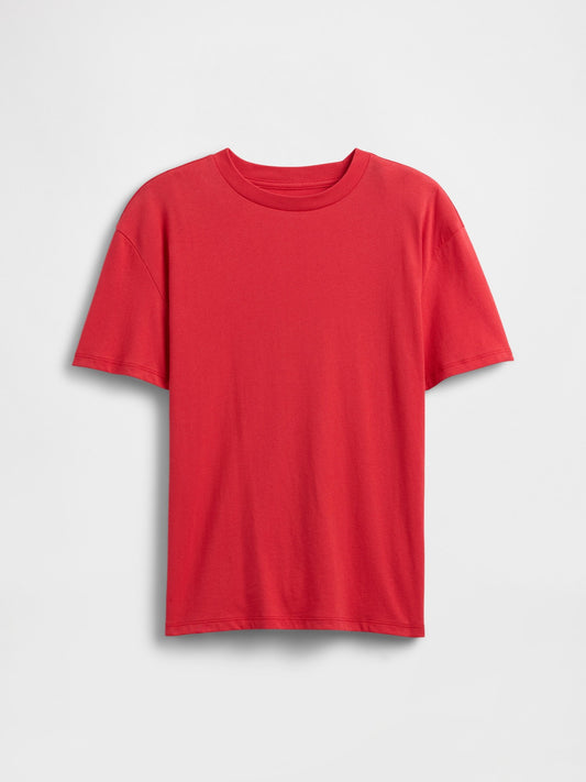 Kırmızı Everyday Soft Relaxed Bisiklet Yaka T-shirt