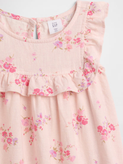 Açık Pembe Keten Karışımı Ruffle Bluz