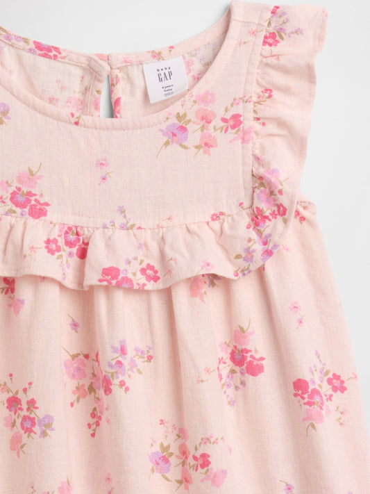 Açık Pembe Keten Karışımı Ruffle Bluz
