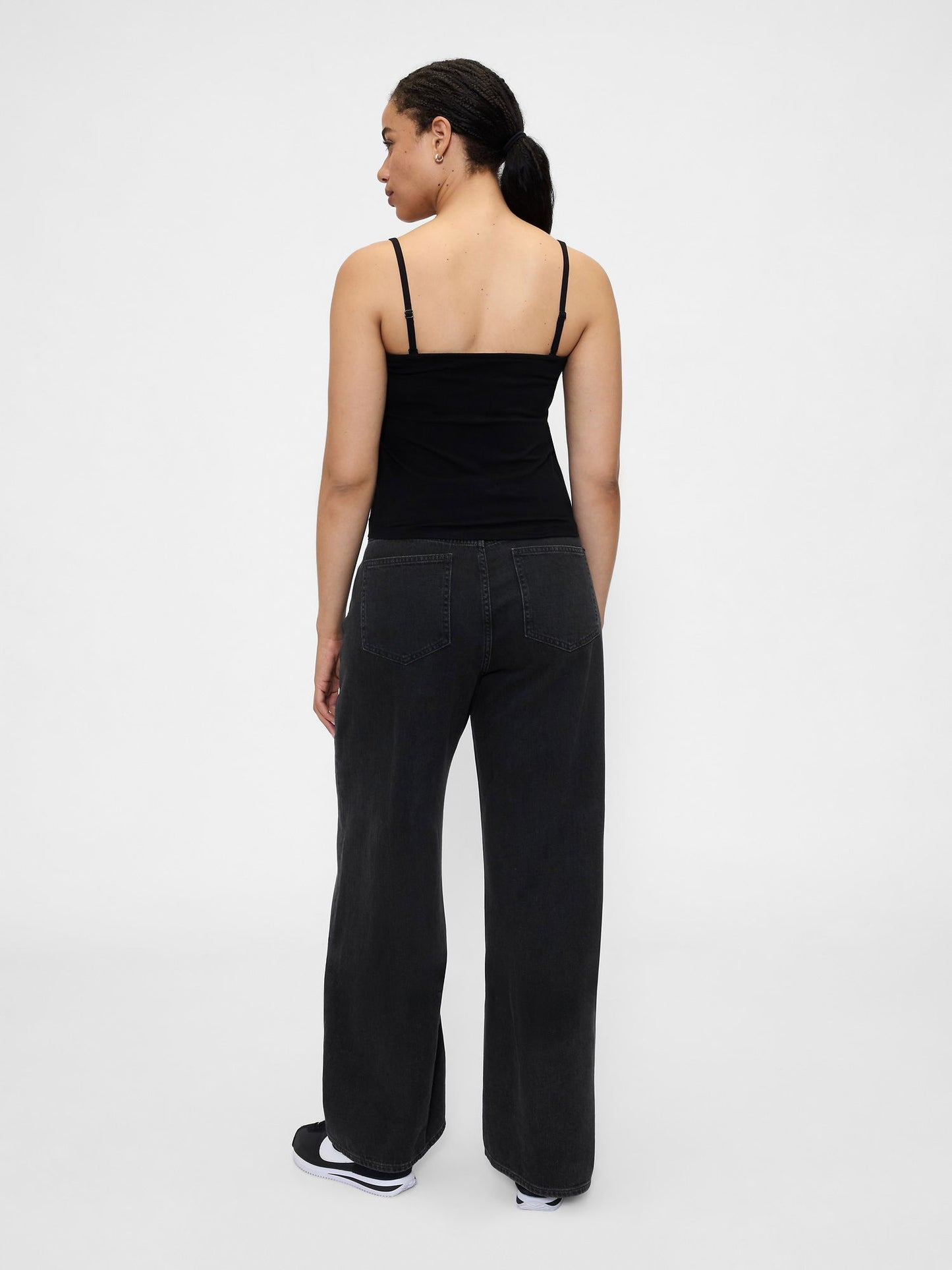Siyah High Rise Wide-leg Jean Pantolon