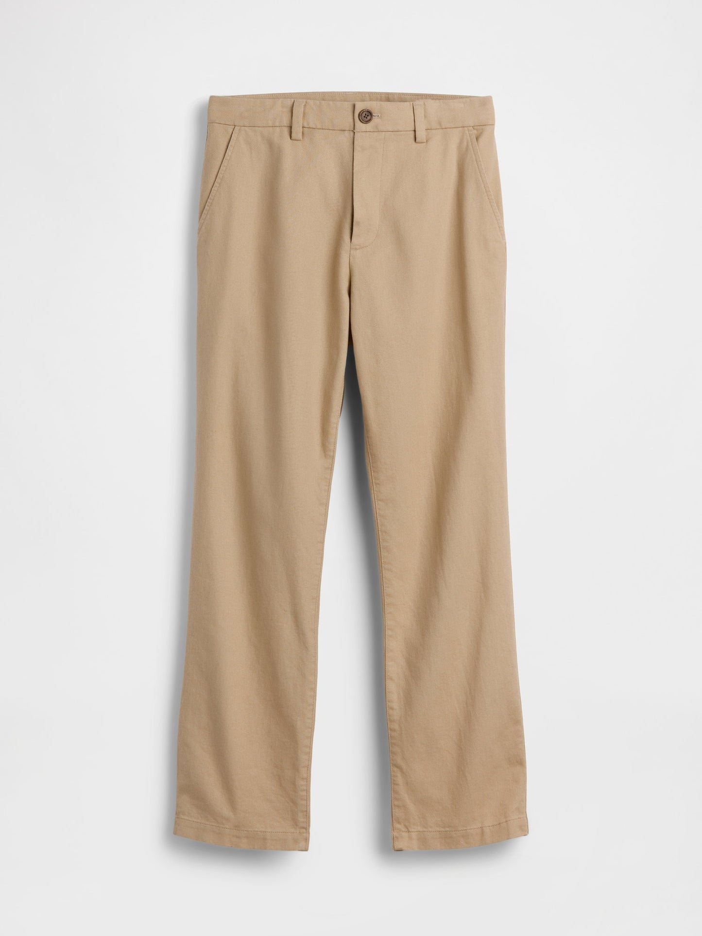 Bej Keten Pamuk Karışımlı Relaxed Straight Pantolon