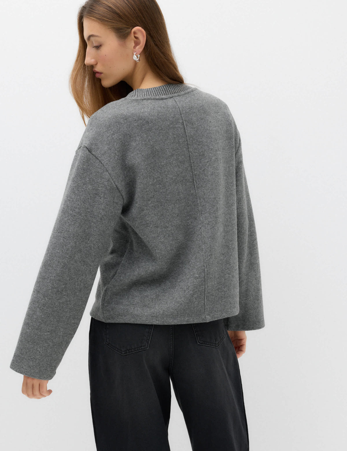 Dokulu Bisiklet Yaka Sweatshirt
