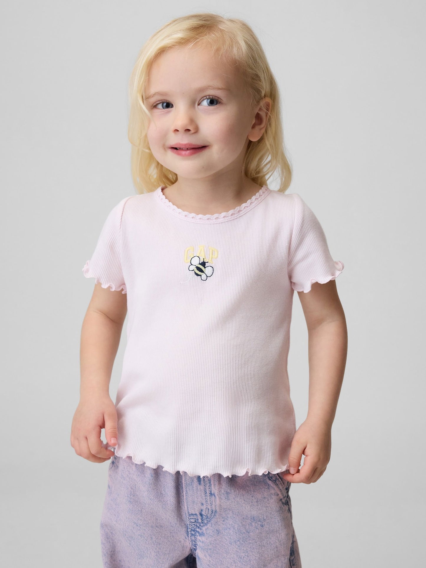 Açık Pembe Embroidered Logo T-shirt