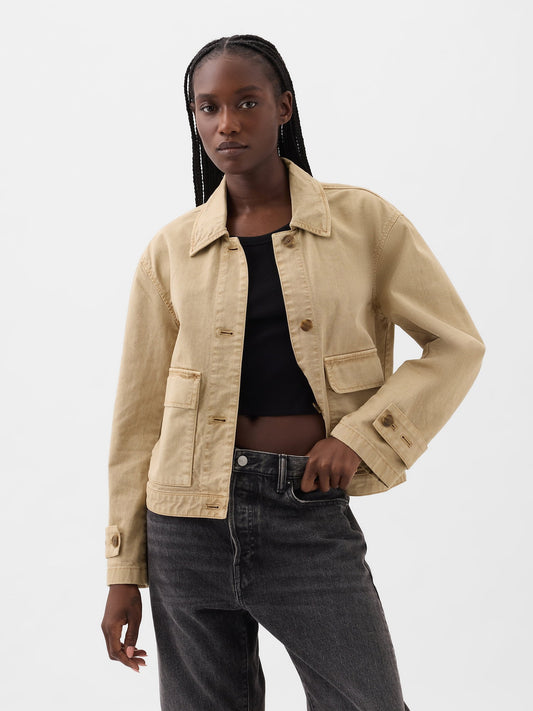 Bej Relaxed Utility Ceket