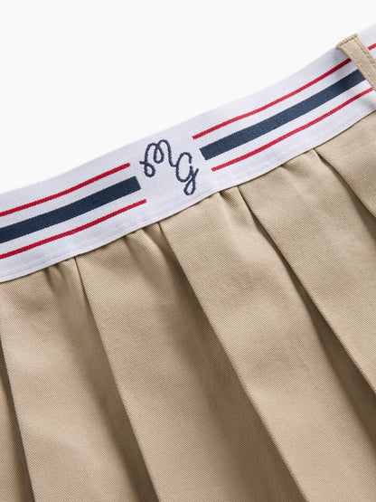Bej Gap × Malbon Pileli Twill Mini Şort Etek