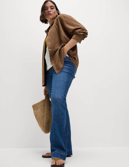 Yüksek Bel Slim Flare Jean Pantolon