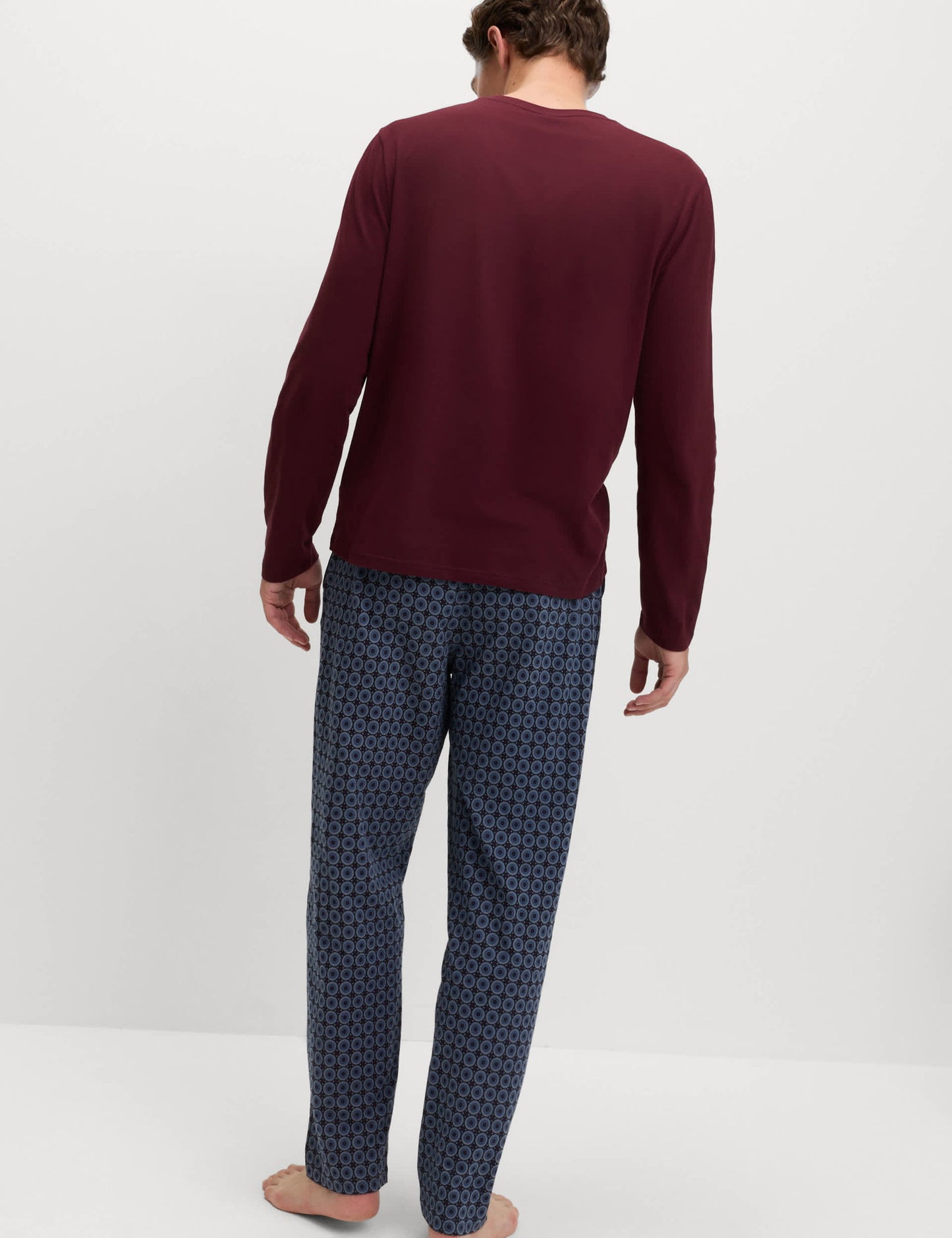 Saf Pamuklu Geometrik Desenli Pijama Takımı