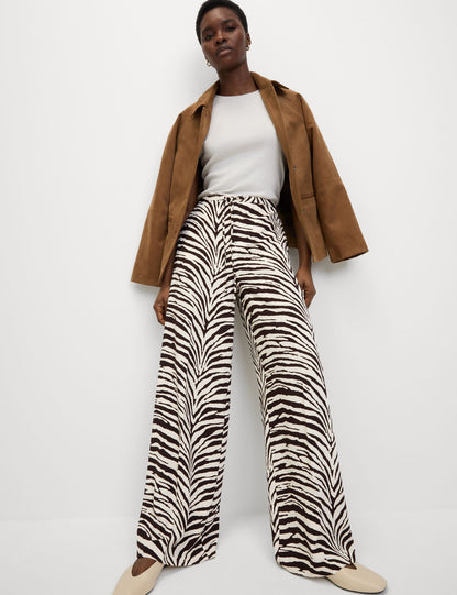 Desenli Wide Leg Pantolon