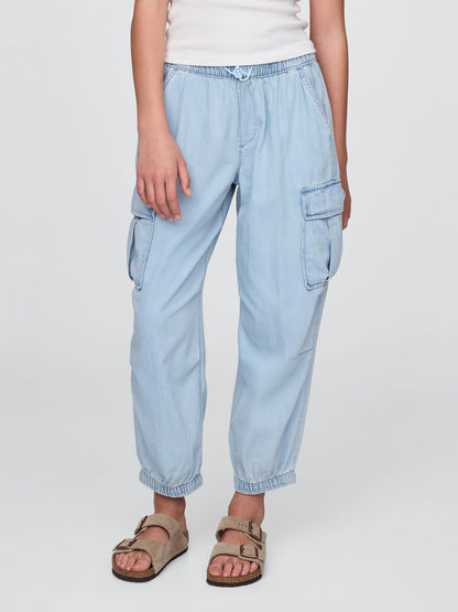 Açık Mavi Pull-on Kargo Paraşüt Pantolon