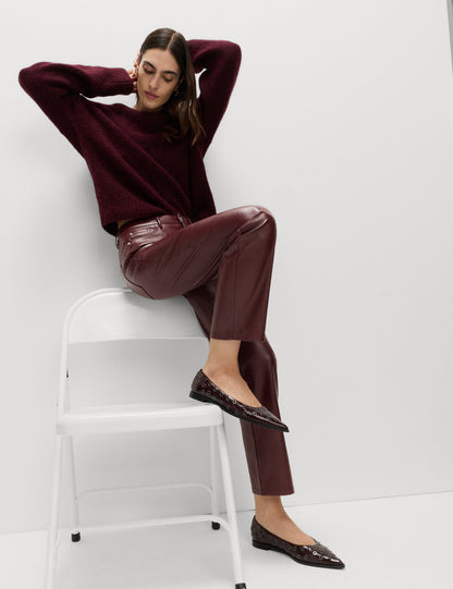 Suni Deri Straight Leg Pantolon