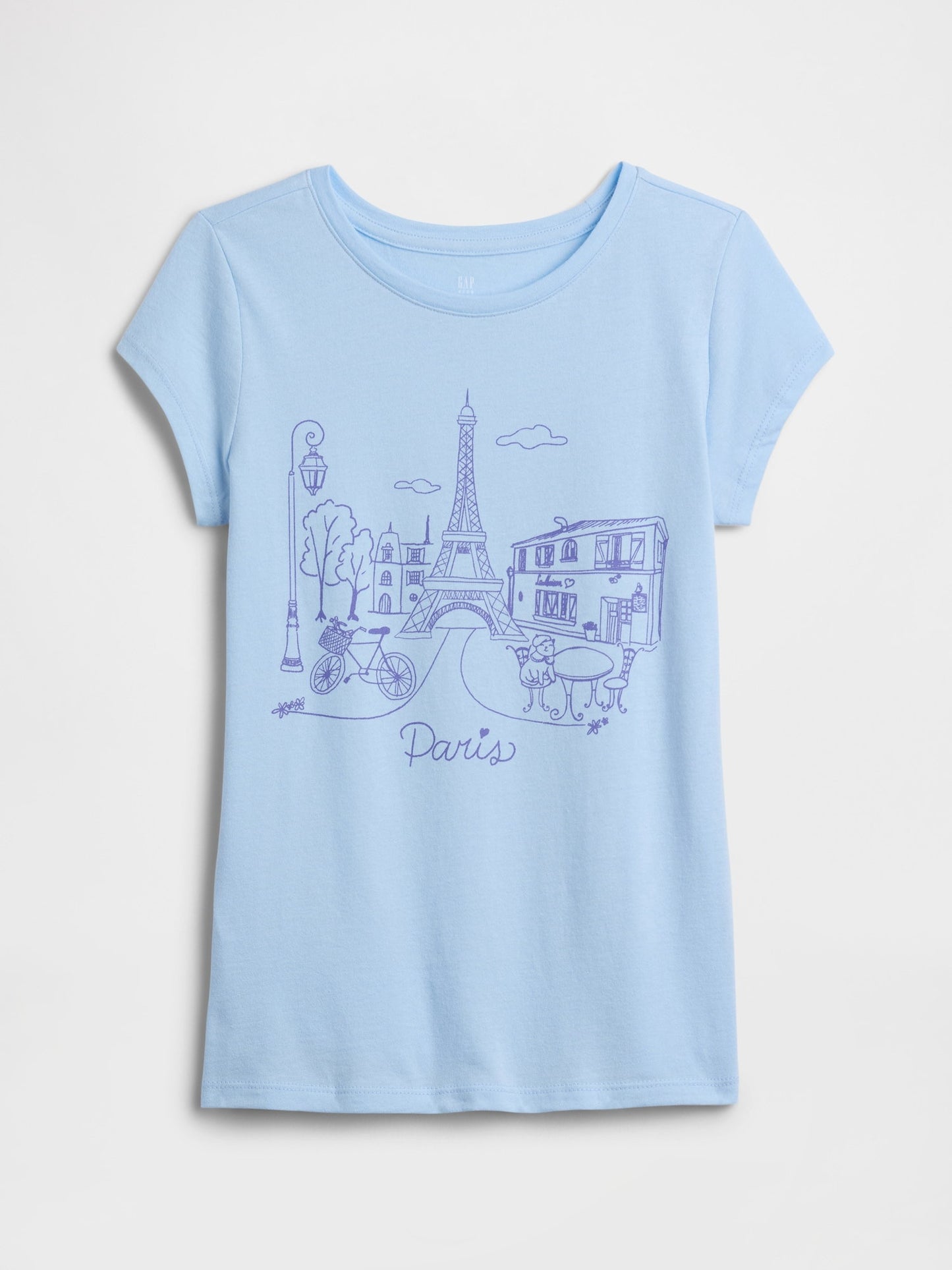 Açık Mavi Grafik Baskılı T-shirt