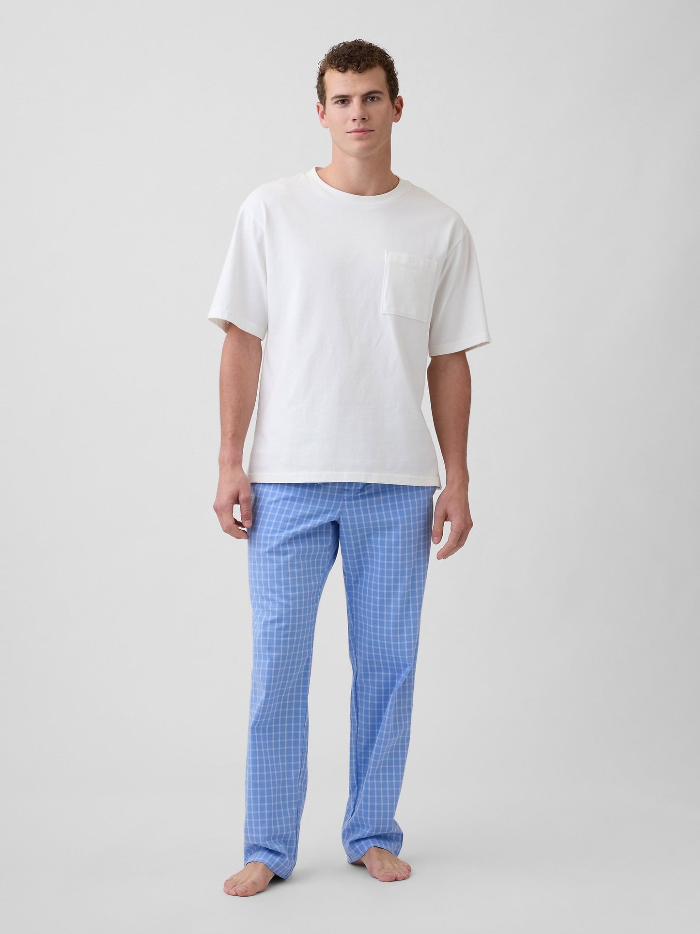 Açık Mavi Relaxed Poplin Pijama Altı
