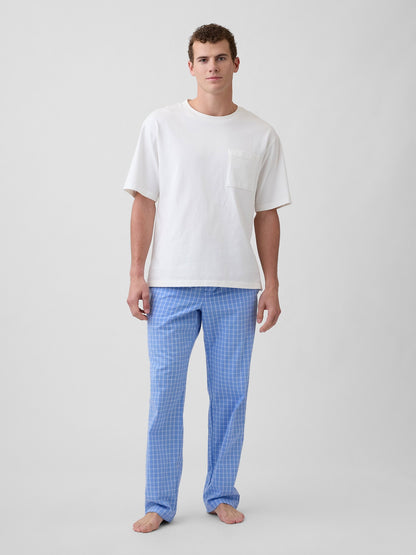 Açık Mavi Relaxed Poplin Pijama Altı