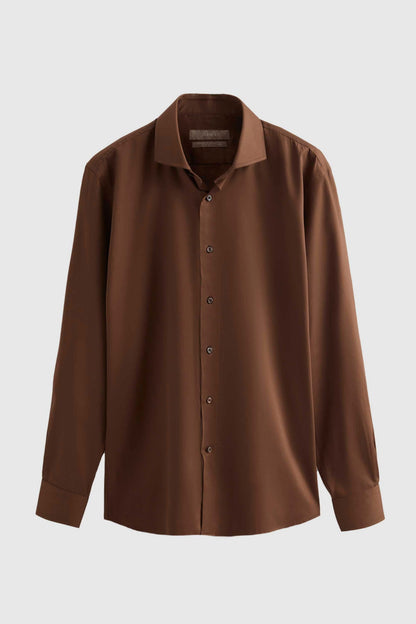 Damat Slim Fit Kahverengi Düz Nano Care Gömlek