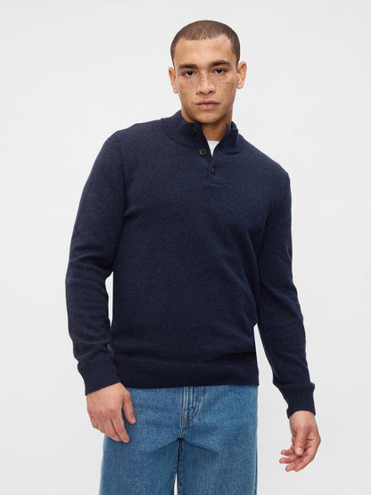 Lacivert Mockneck Henley Kazak