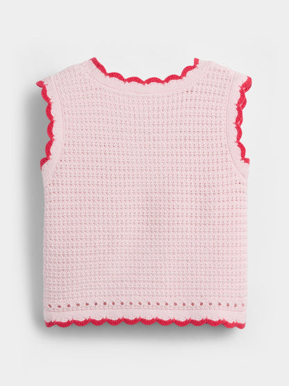 Pembe Örgü Çilek Triko Hırka