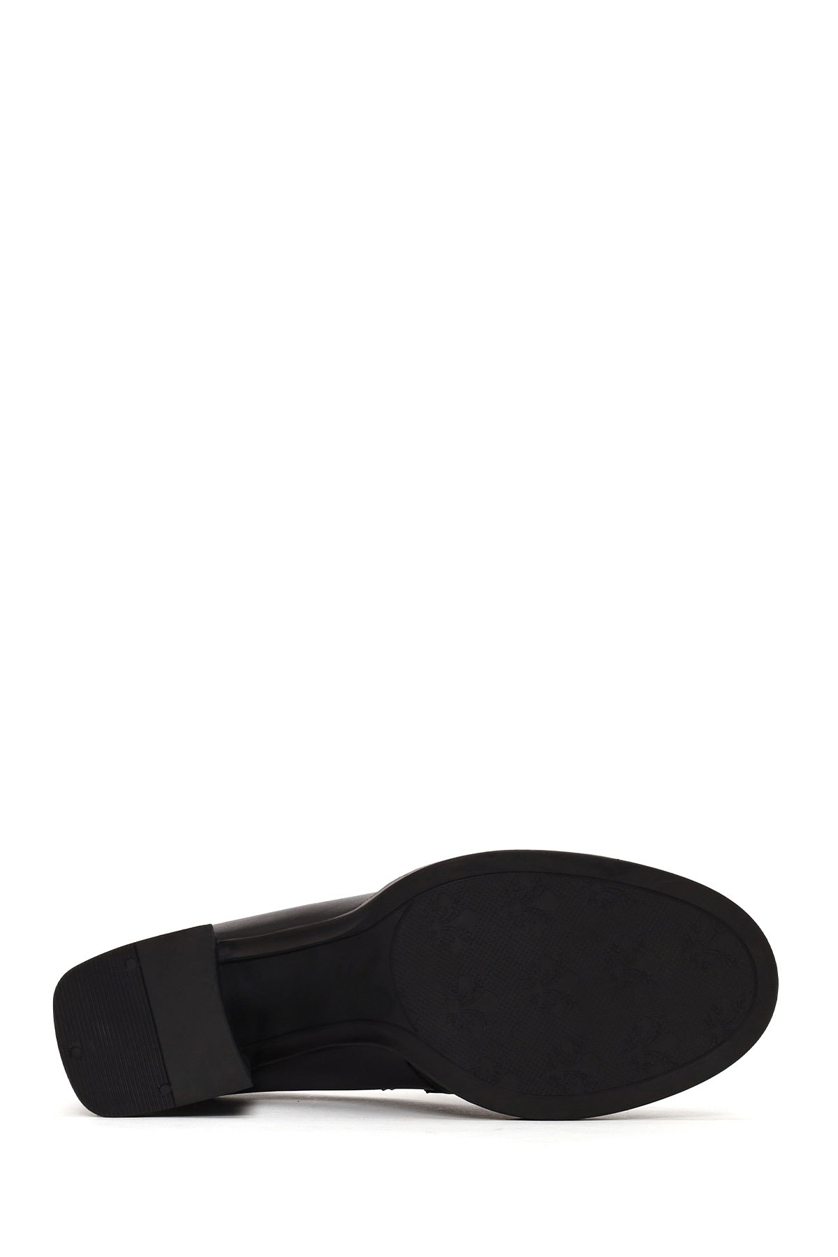Kadın Siyah Kalın Topuklu Deri Maskülen Loafer
