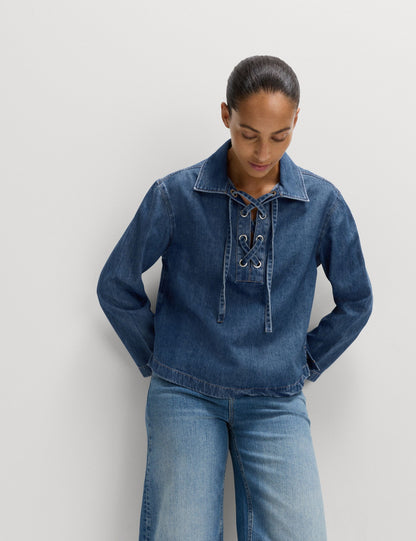 Denim Bağlamalı Bluz
