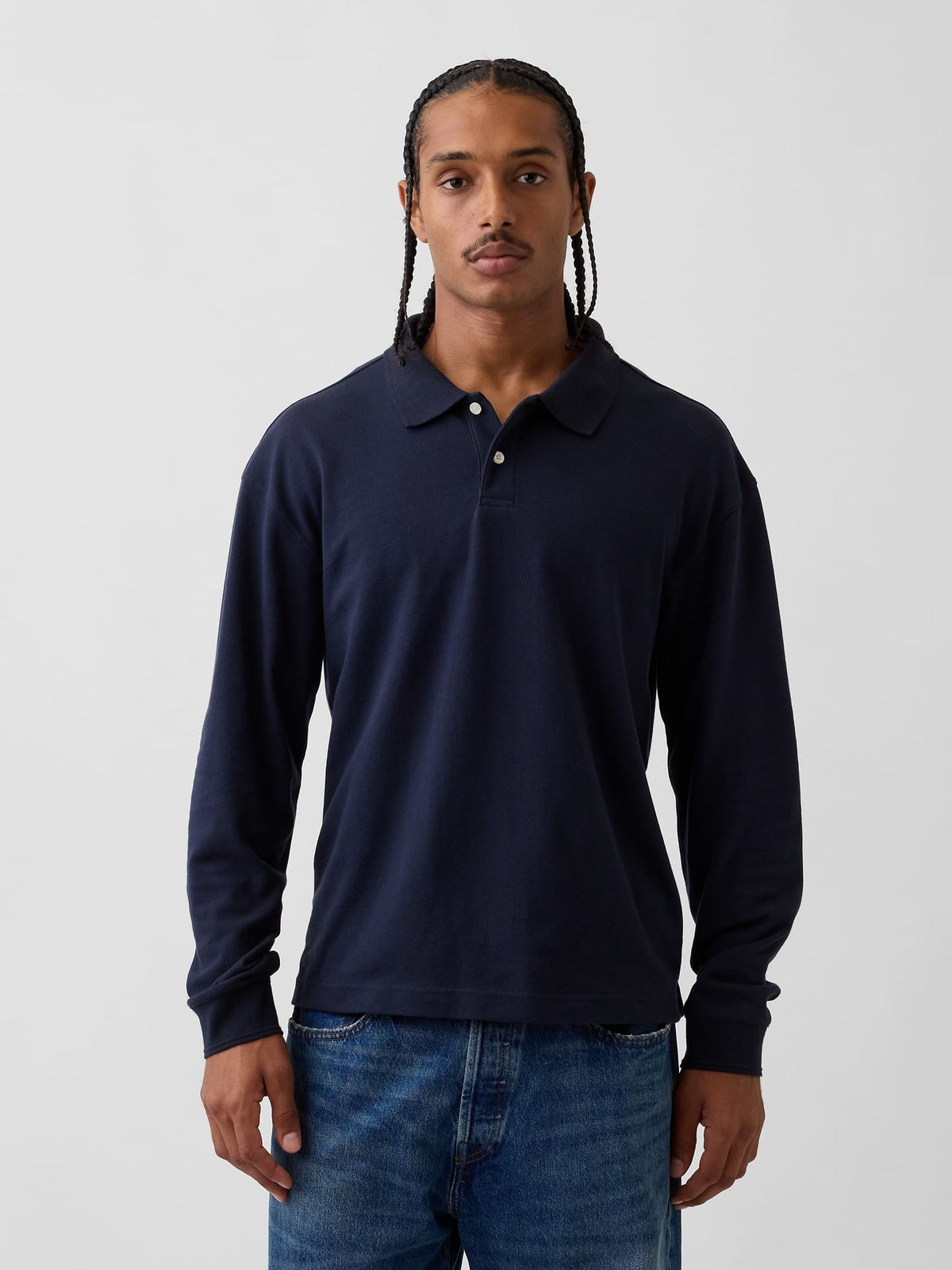 Lacivert Oversized Pique Polo T-shirt