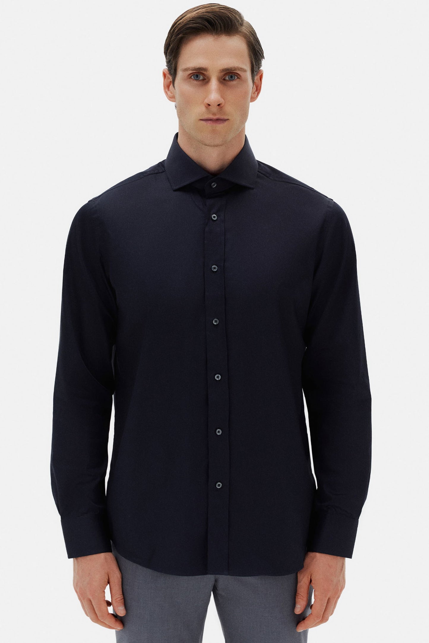 Damat Comfort Lacivert Düz %100 Pamuk Nano Care Gömlek