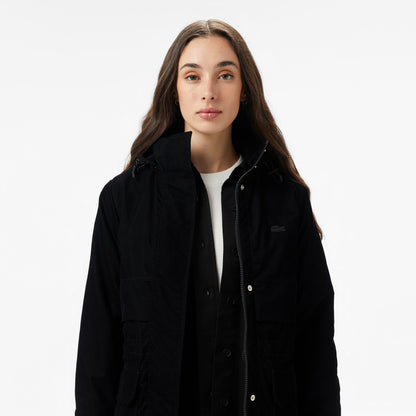 Lacoste Kadın Kapüşonlu Siyah Mont