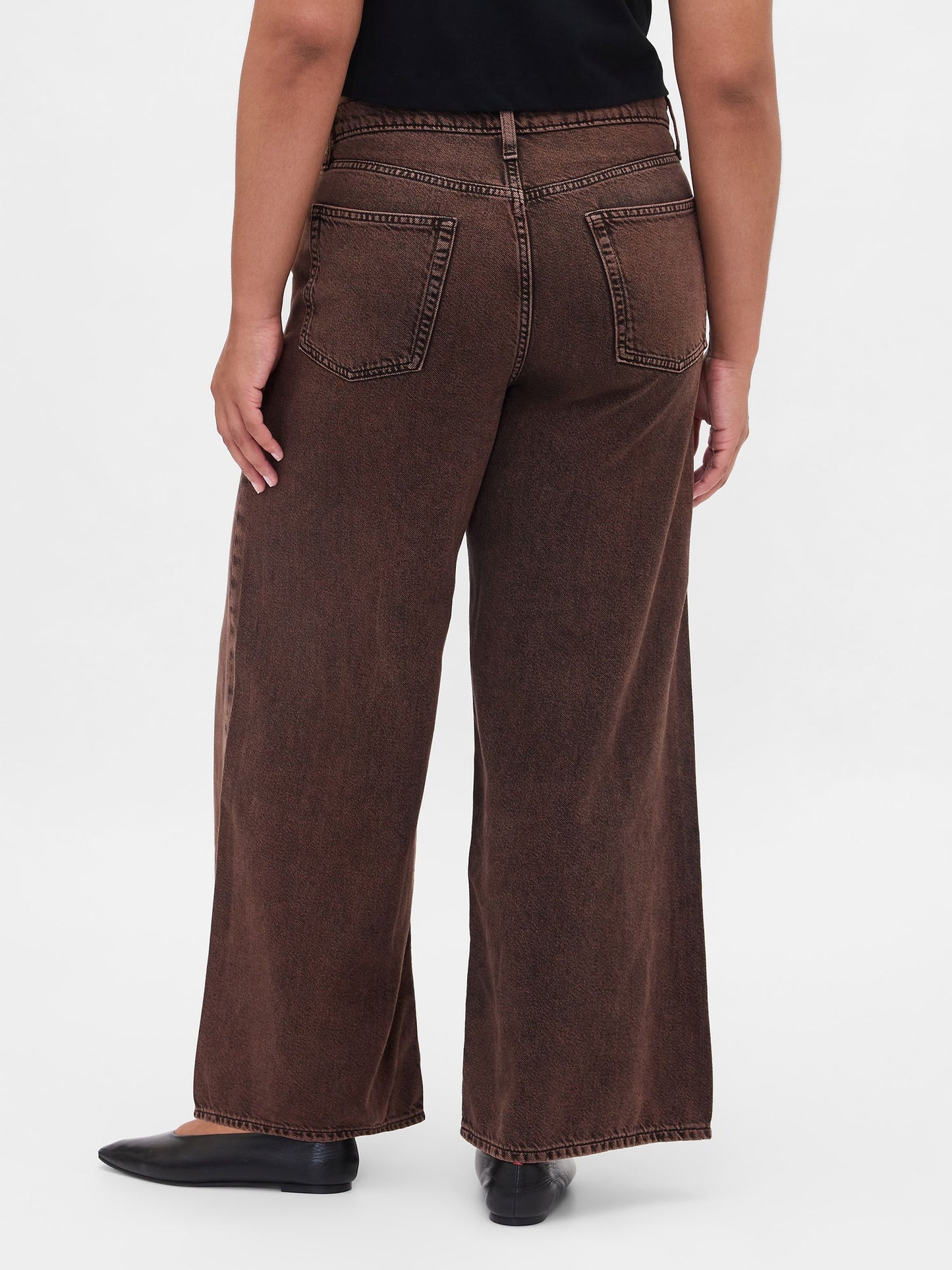 Kahverengi Mid Rise Ultrasoft Baggy Jean Pantolon