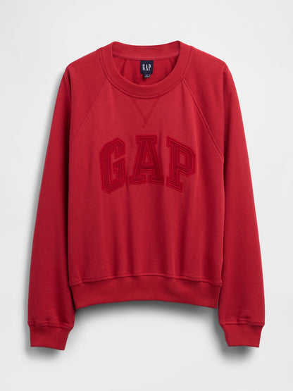 Kırmızı Fransız Havlu Kumaş Raglan Logo Sweatshirt